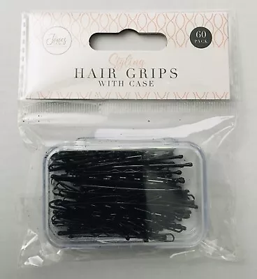 60pk Hair Grips | Black Bobby Pins Waved 4.5cm Styling Clips Slides Kirby Salon • £2.99