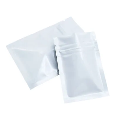 100/500 Glossy White Smell Proof Mylar Foil Bags Resealable Zipper Seal Pouch • $16.99