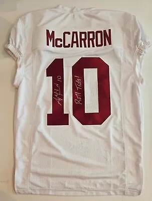 A. J. A J AJ McCarron Signed Auto UA White Game Cut Football Jersey W/Roll Tide • $149.99