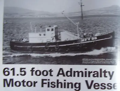 Original Model Boat Plan 61.5 Foot Admiralty Motor Fishing Vessel 2015 • $12.62