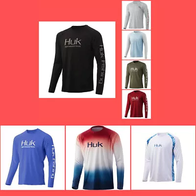 $17.86 • Buy Fishing Men Long Sleeve Performance Shirt Protection Quick Dry Tops Lightweight 
