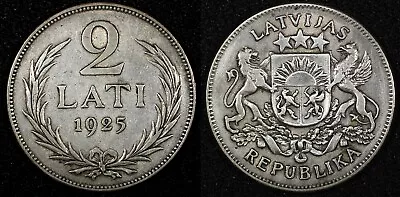 Latvia Silver 1925 2 Lati 2 Years Type 27mm KM# 8 (24 328) • $14.95