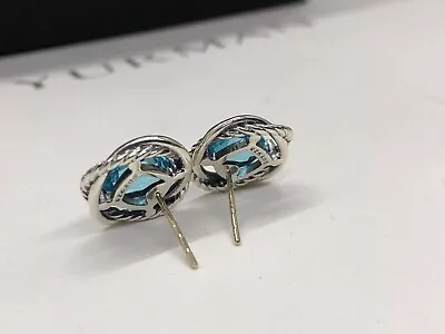 David Yurman 925 Silver 7mm Blue Topaz Infinity Earrings Earrings C-68 • $169