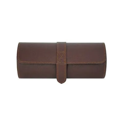 Leather Travel Watch Case Brown Display Box Storage Organiser 3 Watches • $39.95