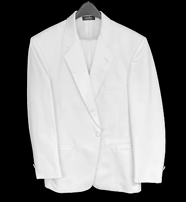 Men's Lord West White Tuxedo Jacket With Pants Satin Notch Lapels Size 42R 36W • $59.99