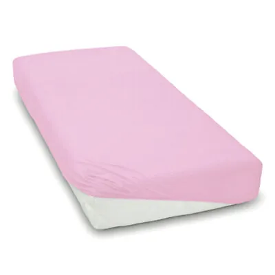 Super Soft Fitted Sheet Jersey Stretchy 100% Plain Cotton Fit Cot Bed 140x70cm • £5.89