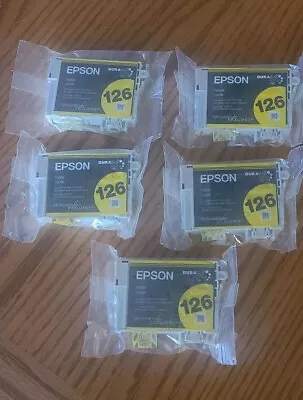 LOT OF 5 GENUINE Epson 126 Yellow Ink Cartridge - Factory Sealed - Free Shipping • $30
