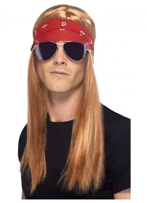 Axl Rose Wig Glasses Bandana 80's 90's Rocker Guns N Roses Costume Fancy Dress  • $30