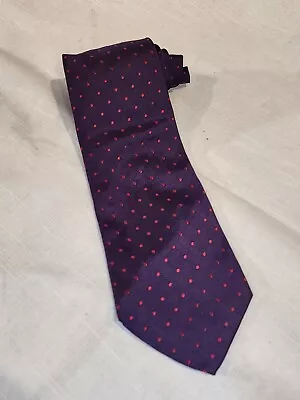 ETRO Milano Classic Silk Tie Purple W/ Red Dots NICE! • $29.99
