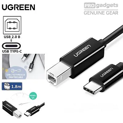 $12.99 • Buy Ugreen USB C To USB B Printer Cable Scanner USB 2.0 480Mb/s HP Canon Epson - 2m