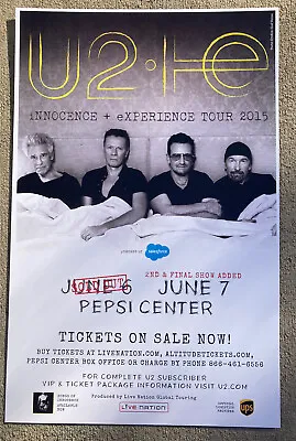 U2 INNOCENCE + EXPERIENCE 2015 Tour Pepsi Center - Denver 11x17 Promo Poster • $9.34