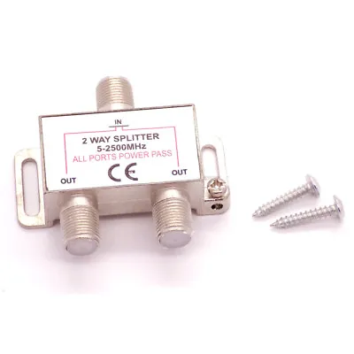 2 Way F Type Screw Connector Y Splitter TV Virgin Cable Sky Satellite Freeview • £3.45