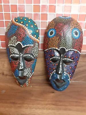 £15 • Buy Hand Carved African Wooden Wall Plaque Hanging Face Masks 7.5  Long 
