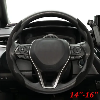 2x Car Steering Wheel Cover Booster Black Suede Anti-Slip Accessories Universal • $10.89