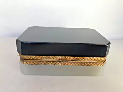 Antique Italian Murano Hinged Two Color Glass Box With Gilded Bronze Frame • $490