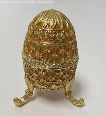 4  Faberge Egg Box W Hinged Lid In Butterscotch & Gold • $16.99