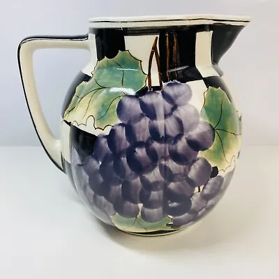 Vintage Laura Ashley Home Chequered Grapes Large 3.5 Pints Jug Pitcher • £25