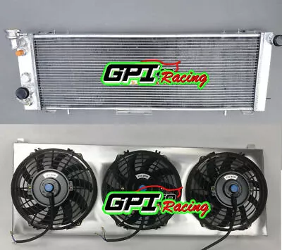 3 Rows Aluminum Radiator+Shroud+Fan For 1991-2001 Jeep Cherokee XJ Comanche 4.0L • $220