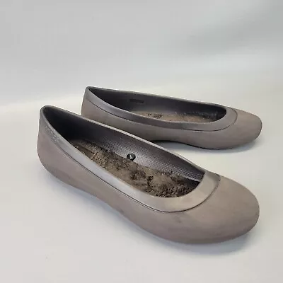 Crocs Mammoth Women's 9M Brown Lined Slip On Faux Fur Comfort Flats Shoes 12465 • $20.11