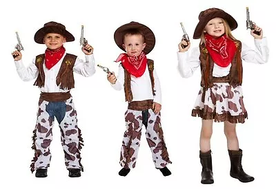 Kids Childrens Cowboy Cowgirl Fancy Dress Up Wild West Costume Ages 1 - 12 Years • £9.99