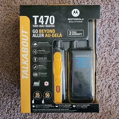 Motorola Talkabout T470 Two-Way Radio 35 Mile 2 Pack NOAA Black & Yellow-NIB • $84.99