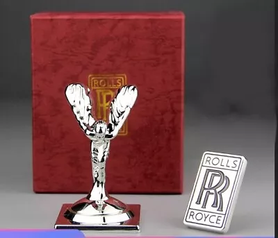 Rolls-Royce Hood Ornament Mascot 1：1 Silver Metal Model+ Badge  (Silver) -0003 • $85