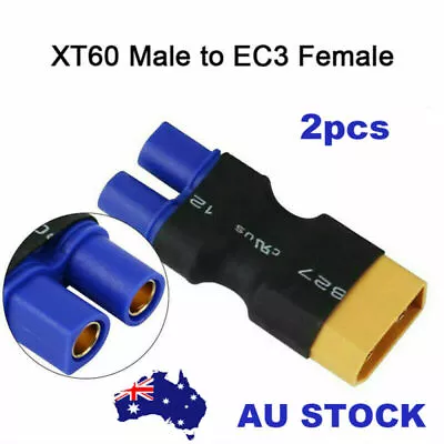2pcs XT60 Male To EC3 Female Adapter Lipo Plugs Direct Connector Battery RC Part • $8.66