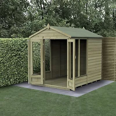 Forest Beckwood Apex Summerhouse 6x8 - Double Door - 5 Windows Garden Shed • £837.99
