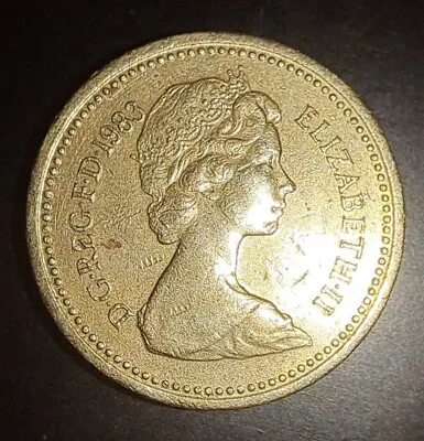 1983 Queen Elizabeth Ii One Pound Coin- Error- Read Description  • $2000