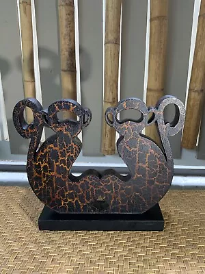 Monkey Pair Black & Copper Color Crackle Finish Heavy High End Decor • $119