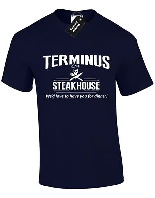 Terminus Steakhouse Mens T Shirt Walking Dead Michonne Zombies Rick Daryl Carol • £8.99