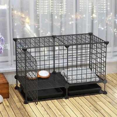 Metal Dog Cage Kennel Indoor Outdoor Puppy Cage Crate With Double Tray Pet House • £18.95