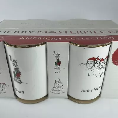 Merry Masterpieces Humor Funny Christmas Mugs 1st Ed Porcelain Set Of 4 VTG 1999 • $11.99