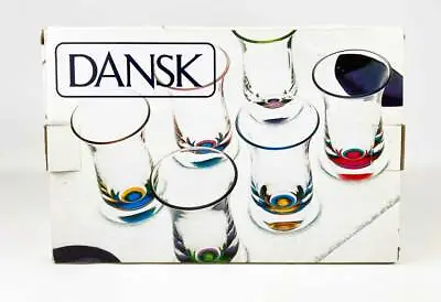 $29 • Buy Dansk Spectra Cordial Set With Glass Tray Assorted Set 6 1.5 Oz Each New In Box!