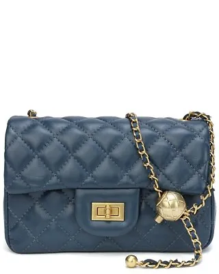 Tiffany & Fred Paris Quilted Leather Crossbody Shoulder Bag Women's Blue • $111.59