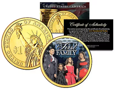 President BARACK OBAMA * First Family * Presidential $1 Dollar Coin Gold Plated • $9.95