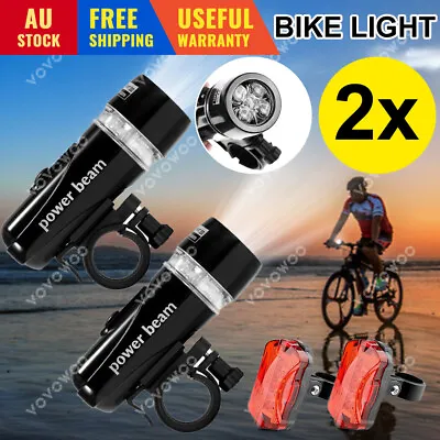 2x Front Rear Bike Light LED Bicycle Tail Lights Waterproof Flashlight Headlight • $12.95