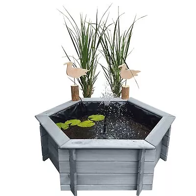 Grey Raised Hexagon Garden Solar Pond Set - 1m Width • £239