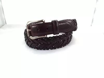 EUC Coach #3865 Mahogany Brown Braided / Woven Leather 1.25  Belt Sz 36 Turkey • $25