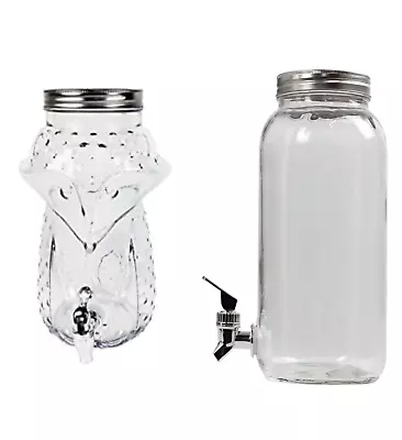 Clear Glass Drinks Dispenser With TAP 3L/5L Juice Water Milk Cocktail JUG • £12.49