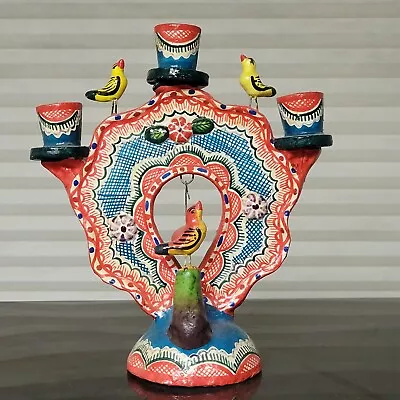 Tree Of Life Mexican FOLK ART POTTERY Clay Candelabra VTG 8½  X 7¼  Unused Nice! • $58.87