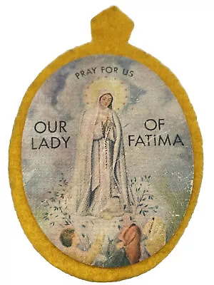 Vintage Catholic Our Lady Fatima Colorized Felt Scapular • $8.99