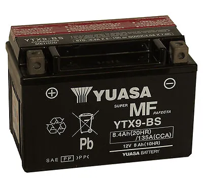YUASA BATTERY YTX9-BS Replaces TTX9-BS CTX9BS GTX9BS FTX9BS YTX9BS DMX9-12B • £146.28