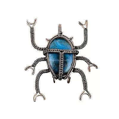 Gift For Her Copper Neon Apatite Jewelry Wire Wrapped Beetle Pendant 3.15 • $27.93