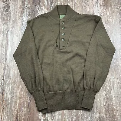 Mitts Nitts US Army Military Wool Sweater Henley Mens XL Green Sateen Vintage • $28.88