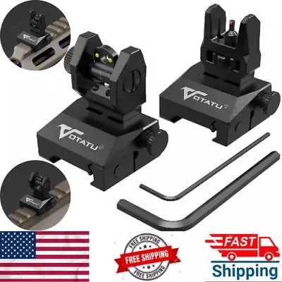 VOTATU V2 Fiber Optic Iron Sights Flip Up Front And Rear Backup Sights With ... • $43.50