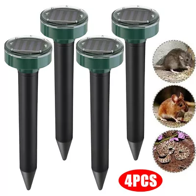 4Pcs Solar Mole Repeller Ultrasonic Sonic Gopher Ground Stake Repellent Fast • $17.66