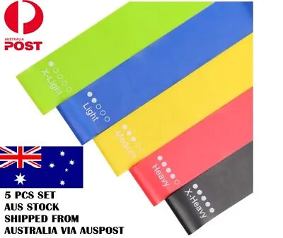 $11.95 • Buy 5PCS  Resistance Gym Bands Set Stretch Strength Exercise Fitness Yoga 