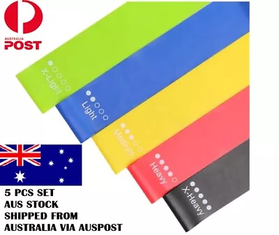 5PCS  Resistance Gym Bands Set Stretch Strength Exercise Fitness Yoga  • $1000