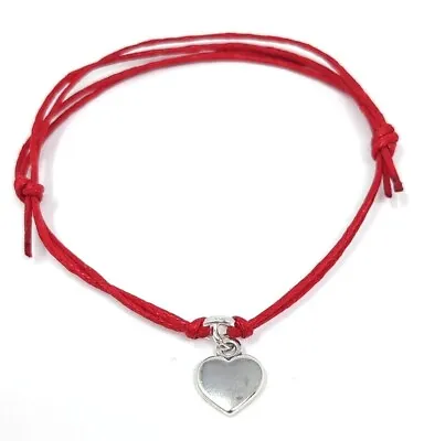 Silver Heart Charm Waxed Cord Friendship Wish Bracelet • 20 Colours • £1.75